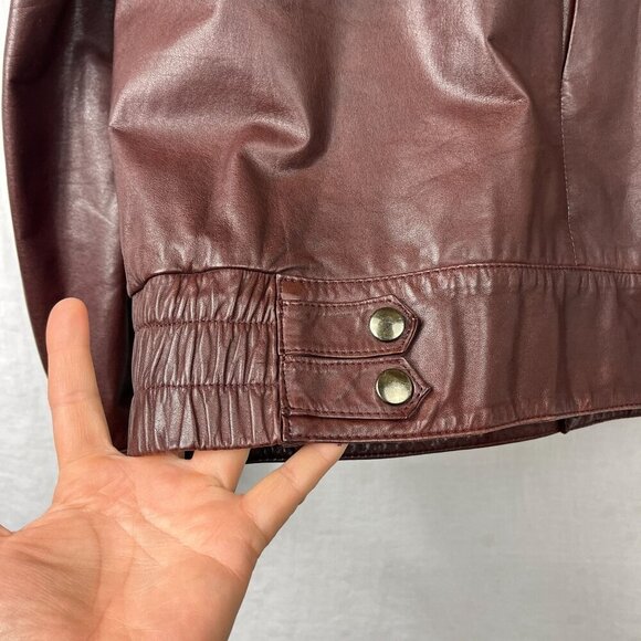 Vintage Fantastic International Leather Cargo Bomber Jacket Men L Aviator Cognac - Picture 12 of 16